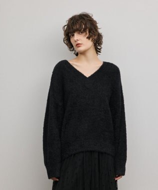 GRACE CONTINENTAL ラメフェザーニットトップ ブラック