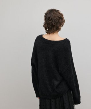 GRACE CONTINENTAL ラメフェザーニットトップ ブラック