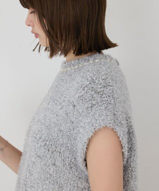 GRACE CONTINENTAL 【イベント店舗・ONLINE STORE先行アイテム】グリッターニットトップ シルバー