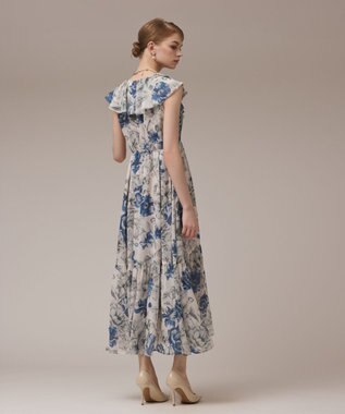 GRACE CONTINENTAL フラワープリントフリルワンピース ベージュ