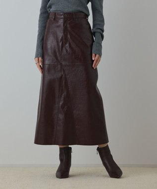 GRACE CONTINENTAL フェイクレザータイトスカート ボルドー