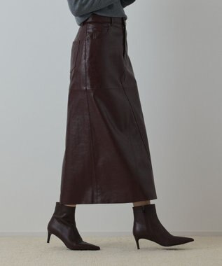 GRACE CONTINENTAL フェイクレザータイトスカート ボルドー