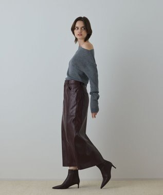 GRACE CONTINENTAL フェイクレザータイトスカート ボルドー