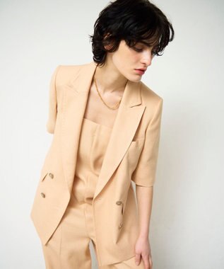 GRACE CONTINENTAL リネンタッチハーフスリーブジャケット ピンク