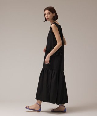 GRACE CONTINENTAL サイドフリルタフタワンピース ブラック