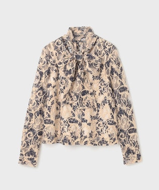 GRACE CONTINENTAL ボウタイ付レースブラウス キナリ