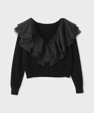 GRACE CONTINENTAL フリルニットカーディガン ブラック