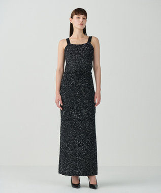 GRACE CONTINENTAL シャイニーニットロングスカート ブラック