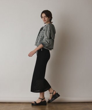 GRACE CONTINENTAL メッシュタイトニットスカート ブラック