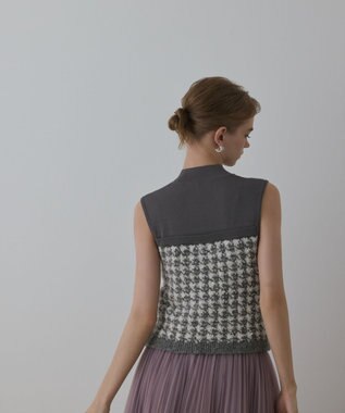 GRACE CONTINENTAL ツイードベアニットトップ グレー