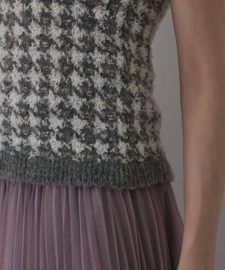 GRACE CONTINENTAL ツイードベアニットトップ グレー