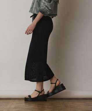 GRACE CONTINENTAL メッシュタイトニットスカート ブラック