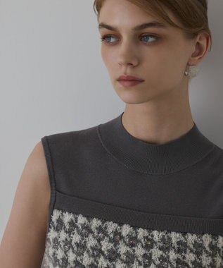 GRACE CONTINENTAL ツイードベアニットトップ グレー