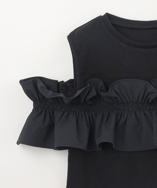 GRACE CONTINENTAL フリルリブカットトップ ブラック