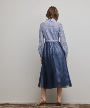 GRACE CONTINENTAL コードレースプリーツワンピース ブルー