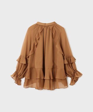 GRACE CONTINENTAL シフォンフレアブラウス ブラウン