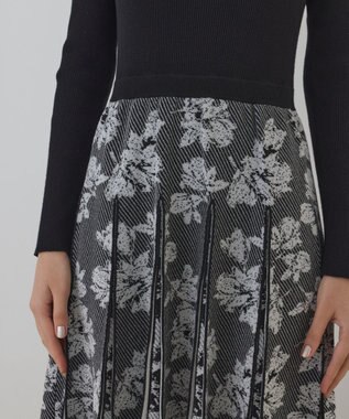 GRACE CONTINENTAL ラメモールニットジャガードワンピース ブラック