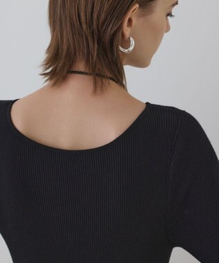 GRACE CONTINENTAL ラメモールニットジャガードワンピース ブラック