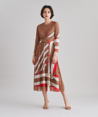 グレースコンチネンタルスカーフチュールワンピースサイズ36 カーキ