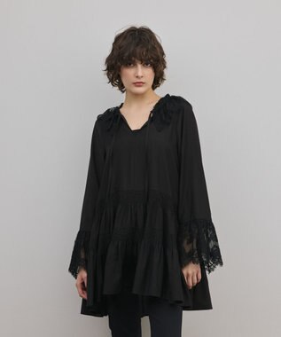 GRACE CONTINENTAL レースカラーチュニックブラウス ブラック