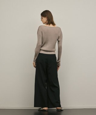 GRACE CONTINENTAL ラメリブクルーニットトップ グレー