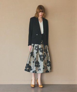 GRACE CONTINENTAL ドットボタニカルジャガードドレス ホワイト