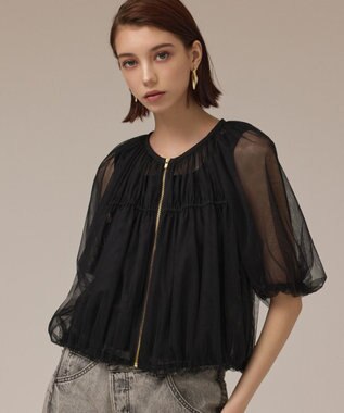 GRACE CONTINENTAL チュールシアーブルゾン ブラック