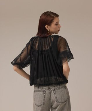 GRACE CONTINENTAL チュールシアーブルゾン ブラック