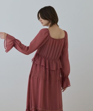 GRACE CONTINENTAL レースコンビカットジャガードワンピース ピンク