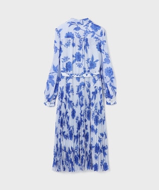 GRACE CONTINENTAL フラワープリントプリーツワンピース サックス