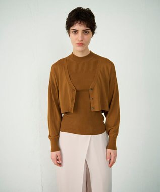 GRACE CONTINENTAL ショートドルマンニットカーディガン ブラウン