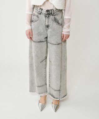GRACE CONTINENTAL ライン切替デニムパンツ グレー
