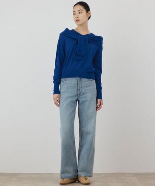 GRACE CONTINENTAL バイカラーウールニットトップ ブルー