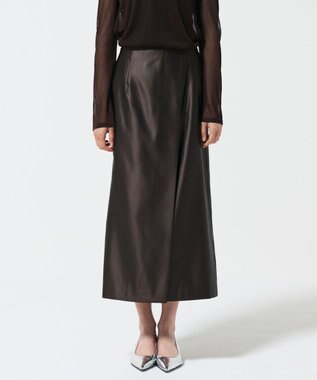 GRACE CONTINENTAL コーティングラップスカート ダークブラウン
