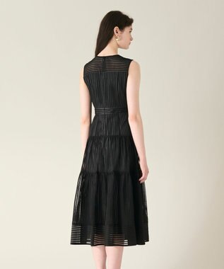 GRACE CONTINENTAL ストライプレースフレアドレス ブラック