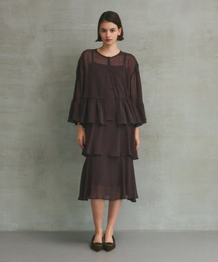 GRACE CONTINENTAL シフォンフリルポンチョ ブラウン
