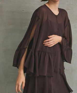 GRACE CONTINENTAL シフォンフリルポンチョ ブラウン