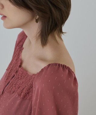 GRACE CONTINENTAL レースコンビカットジャガードワンピース ピンク