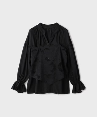 GRACE CONTINENTAL カットワークキャミ付カフタンブラウス ブラック