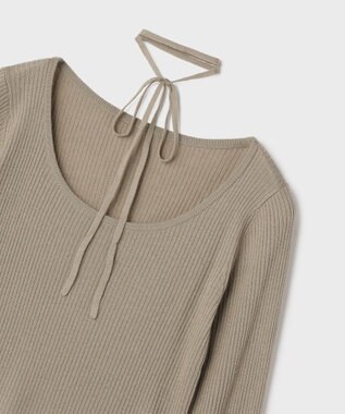 GRACE CONTINENTAL バイカラーリブニットトップ カーキ