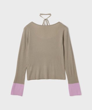 GRACE CONTINENTAL バイカラーリブニットトップ カーキ