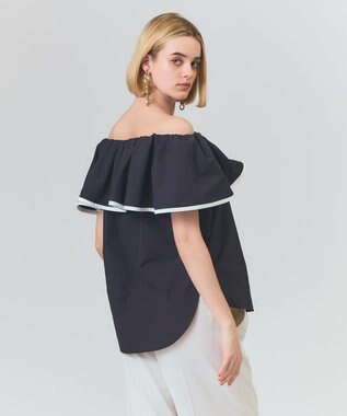 GRACE CONTINENTAL ラッフルトリミングブラウス ブラック