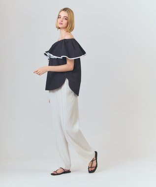 GRACE CONTINENTAL ラッフルトリミングブラウス ブラック