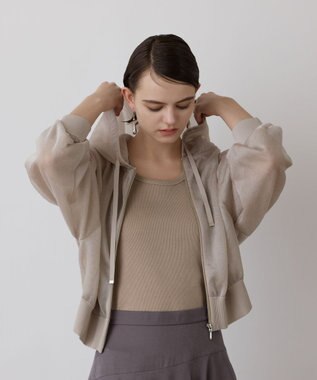 GRACE CONTINENTAL シアーニットパーカー ベージュ