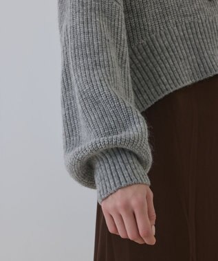 GRACE CONTINENTAL サテンレースニットワンピース グレー