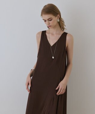 GRACE CONTINENTAL サテンレースニットワンピース グレー