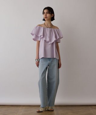 GRACE CONTINENTAL フリルオフショルトップ ラベンダー