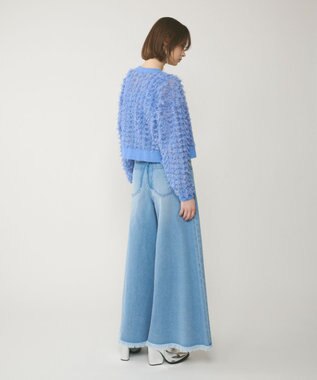 GRACE CONTINENTAL フリンジニットzipカーディガン ブルー