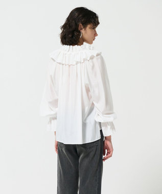 GRACE CONTINENTAL フリルカラーシアーカフタンブラウス ホワイト