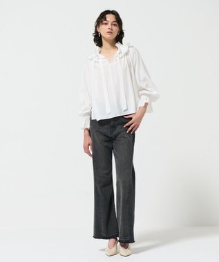 GRACE CONTINENTAL フリルカラーシアーカフタンブラウス ホワイト